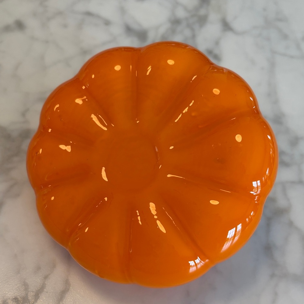 Handblown Glass Pumpkin with Green Stem - Picture 3 of 5